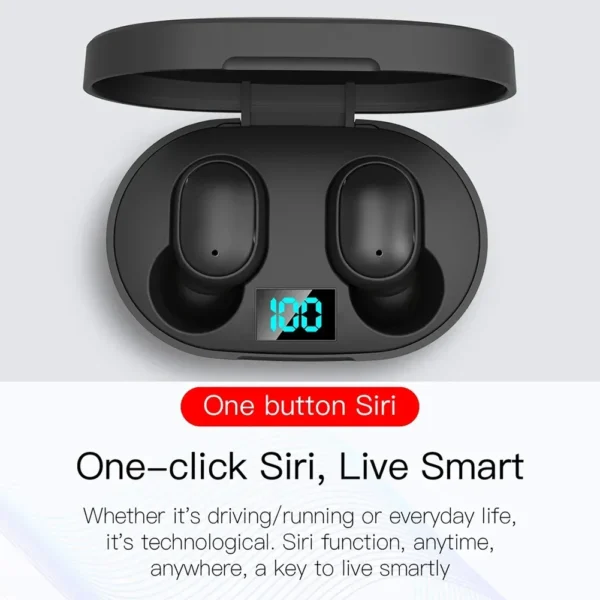 Wireless Bluetooth Earbuds with Mic, Noise Cancellation & LED Battery Display