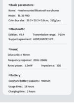 TL-29 Pro Premium Wireless Bluetooth Headphones | HiFi Sound  | Noise Reduction | Long Battery | HD Sound Quality | Rechargeable | Multi-Color - Image 14